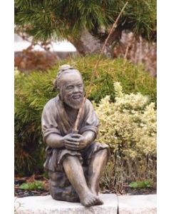 20" Sitting Orntal Man Fishing
