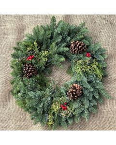 Cascadia Wreath with Cone 24"